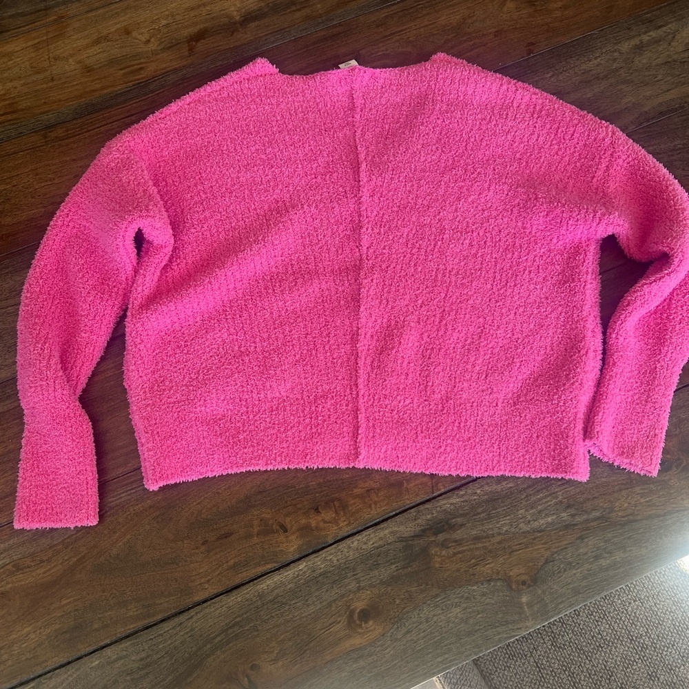 Sincerely Jules Womens Long Sleeve Fuzzy V Neck Sweater Pink Size: Small - Picture 3 of 6